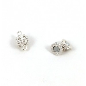 MAGNETIC CLASP SILVER PLATED ROUND WITH RHINESTONES